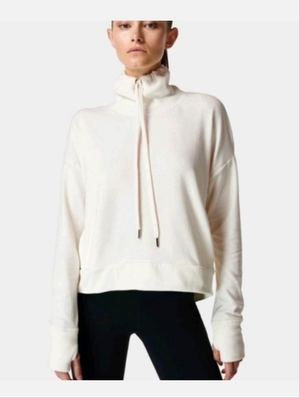 Sweaty Betty London Sz Xs Cream Pullover Mock Neck Euc
